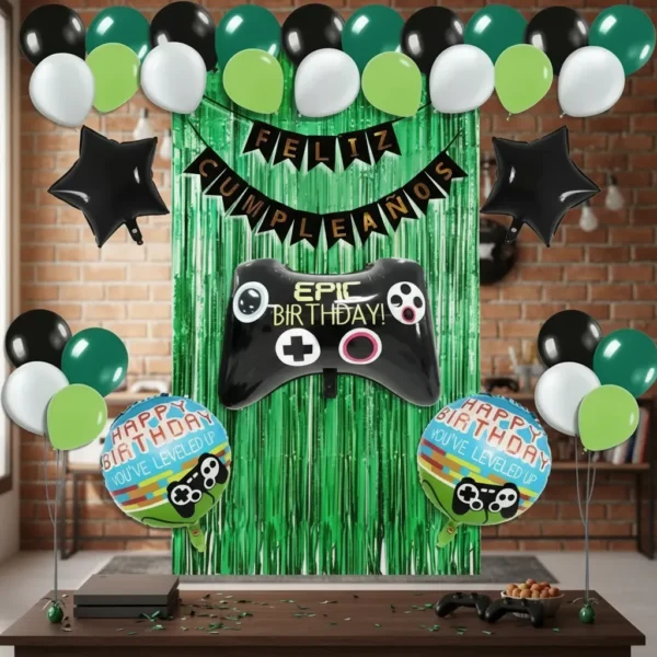Kit Decoración Game On Videojuegos Globos Metálicos + Número