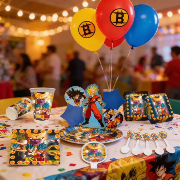 Kit Globos Fiesta Goku Dragon Ball Z Cortina Mantel