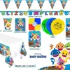 Kit Baby Shark Tiburón Mar Marino Vasos Platos Globos x24 invitados