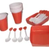 Kit Vasos + platos + cubiertos 24 Invitados Unicolor Rojo