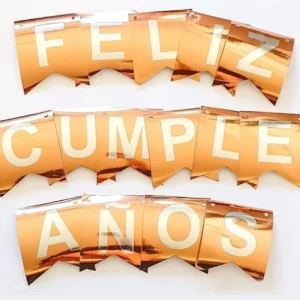 Banderín Festón Feliz Cumpleaños Rosa Gold