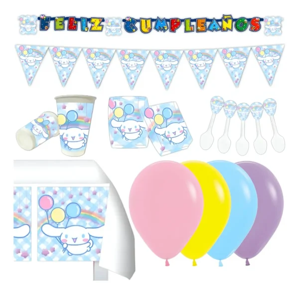Kit Decoración Cinnamoroll X 12 + Bouquet + Cortinas + Globo