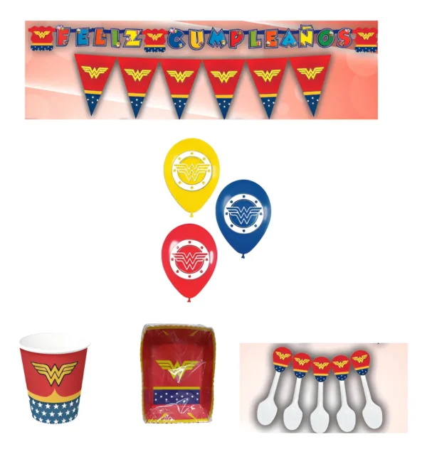 Kit De Decoración Fiestas Infantil Temática Mujer Maravilla