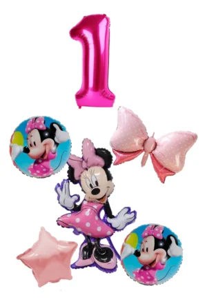 D_NQ_NP_2X_653313-MLA107945011914_032026-F Bouquet 5 Globos Minnie Mouse Rosa 60cm+ Número A Elección Rosa Color