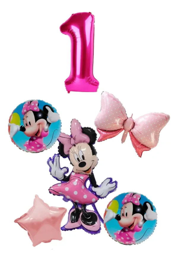 Bouquet 5 Globos Minnie Mouse Rosa 60cm+ Número A Elección Rosa Color