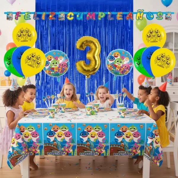 Kit Infantil Decoración Fiesta - Baby Shark X20 Invitados