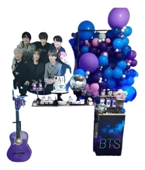 D_NQ_NP_2X_656691-MCO93186729267_092025-F Decoración Pop Coreano Globos Bts Morado Azul Plateado