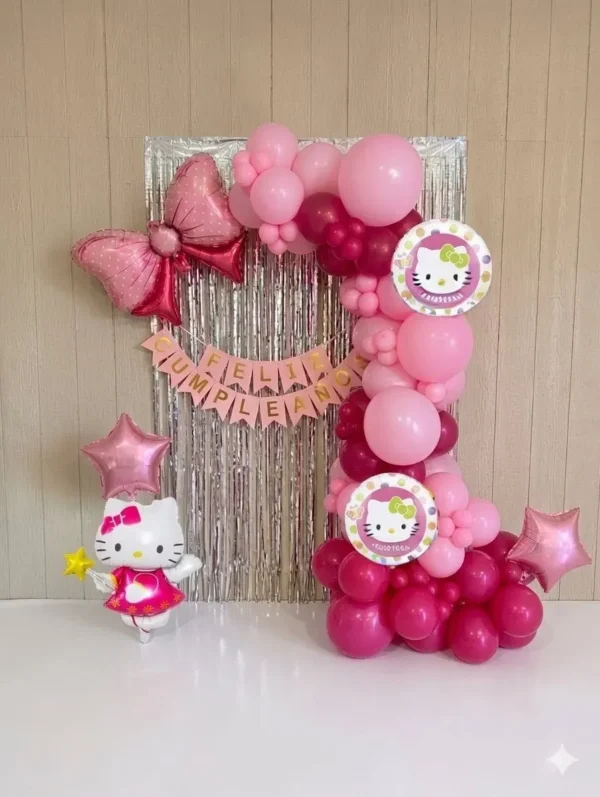 Kit Decoración Hello Kitty Cumpleaños Fiesta Cortina Festón