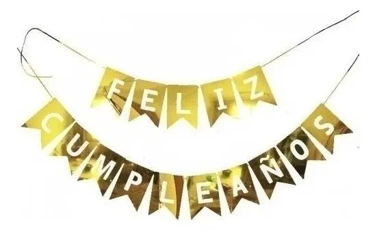 Banderín Festón Feliz Cumpleaños Dorado