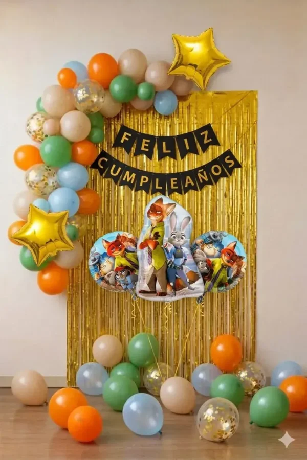 Kit Decoración Globos Zootopia Cumpleaños Globos Fiesta