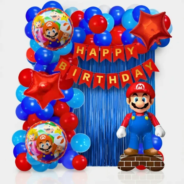 Kit Globos Decoración Fiesta Super Mario Bros + Número