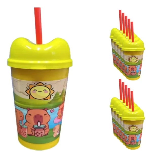 Vaso Pitillos Sorpresas X12 Alta Calidad Capibara