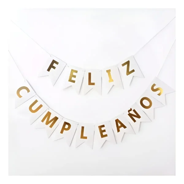 D_NQ_NP_2X_684859-MLA99842178655_112025-F Banderin Feston Feliz Cumpleaños Blanco Mate Letras Doradas Color