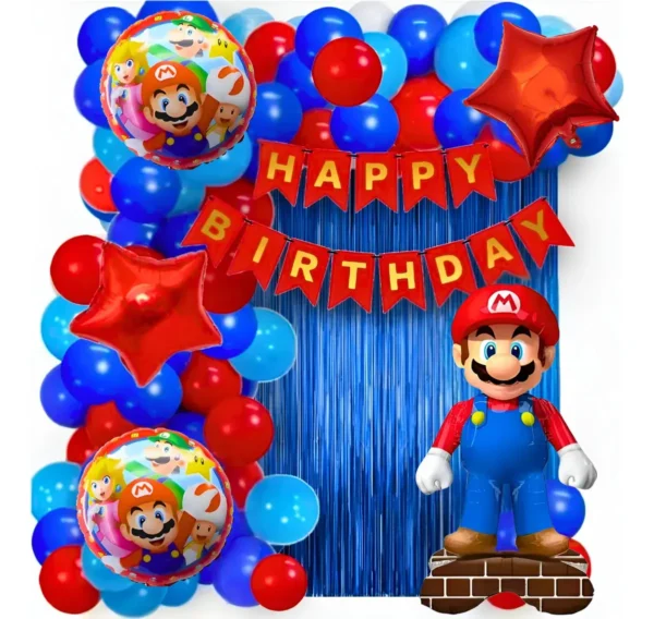 Kit Globos Decoración Fiesta Super Mario Bros + Número
