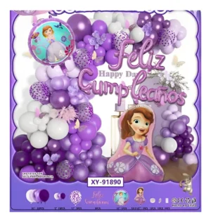 D_NQ_NP_2X_696096-MCO93185466057_092025-F Kit Arco De Globos Princesa Sofia + feliz Cumple Tendencia