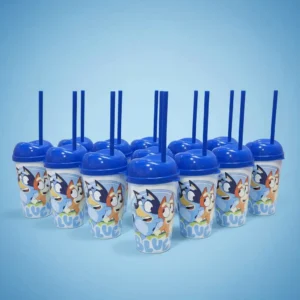 Vaso Pitillo Bluey Sorpresa X6u Alta Calidad Cumpleaños