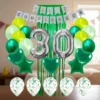 Kit Decoración Feliz Cumpleaños Bombas Verdes + cortina + número