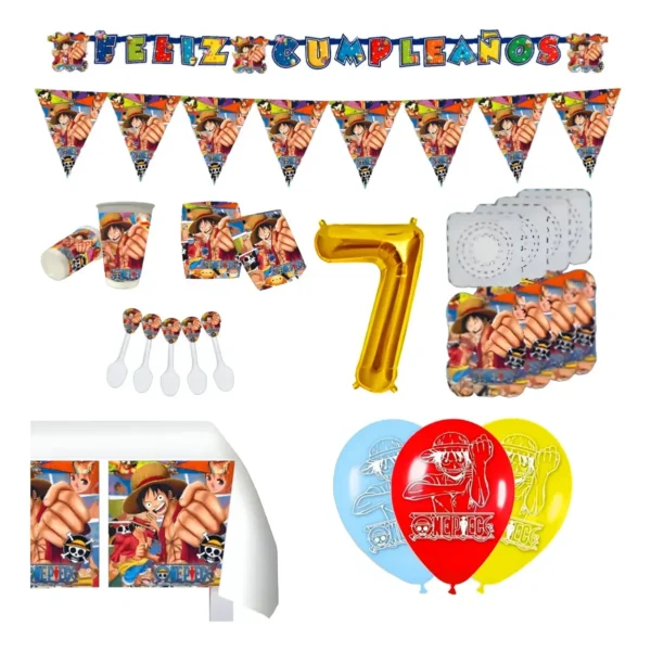 Kit Infantil Decoración Fiesta - One Piece X 12 Invitados