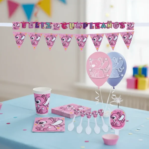 Kit Fiesta Stitch Lilo Angel Decoración Cumpleaños Globos