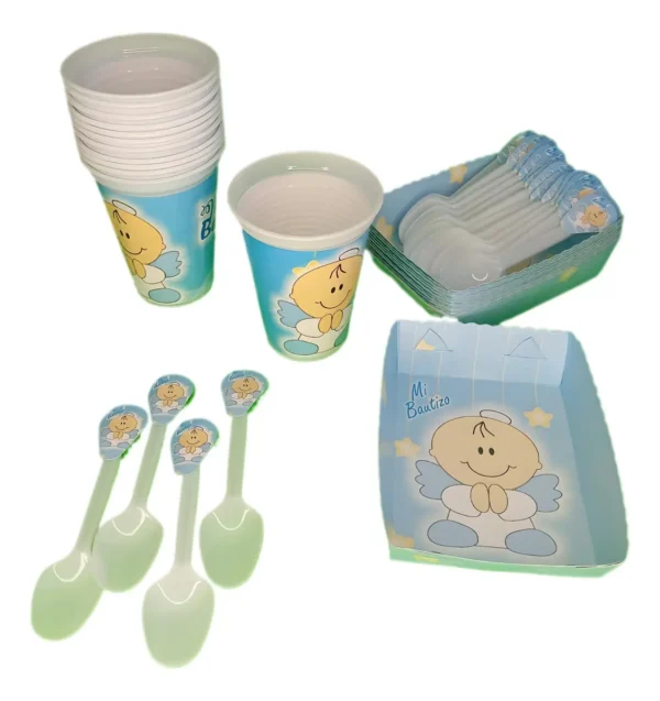 Kit Decoración Bautizo Niño 36 Invitados Fiestas Cumpleaños Premium