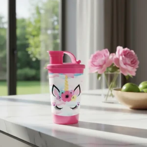 Vaso Pitillo Unicornio Pestañas X12 Termo Sorpresa Fiesta