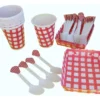 Kit Decoración Picnic Rojo X24 Vasos + Platos + Cucharas
