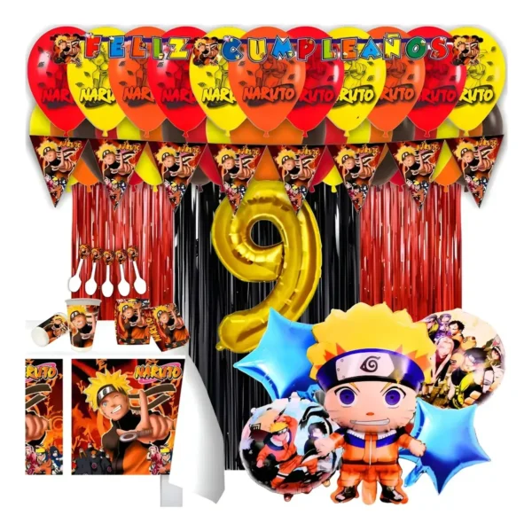 Kit Decoración Naruto X 12 Inv + Bouquet + Cortinas + Globos