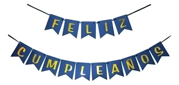D_NQ_NP_2X_728586-MLA100082215751_122025-F Banderín Guirnalda Feliz Cumpleaños Azul Mate con Letras Doradas – 2 m