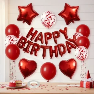 Kit De Decoración Cumpleaños Happy Birthday Rojo