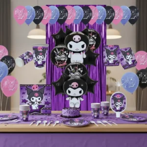 Kit Decoración Arco De Globos Temática Kuromi Sanrio