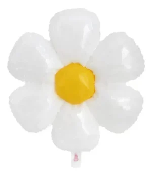 D_NQ_NP_2X_730303-MLA100115278831_122025-F Globo Metalizado Premium Flor Margarita Blanco Grande 97x100cm x2ud