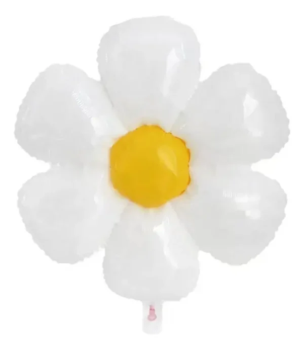 Globo Metalizado Premium Flor Margarita Blanco Grande 97x100cm x2ud