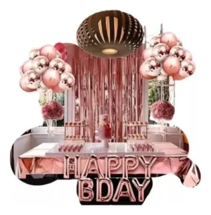 Kit Globos Decoración Mantel Cortina Feliz Cumpleaños