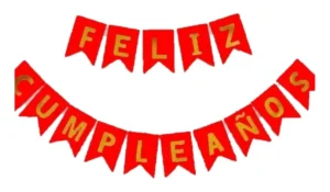 D_NQ_NP_2X_732181-MLA82565977271_022025-F Letrero Banderín De Feliz Cumpleaños Decoración Para Fiesta Color Rojo