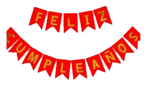 D_NQ_NP_2X_732181-MLA82565977271_022025-F Letrero Banderín De Feliz Cumpleaños Decoración Para Fiesta Color Rojo