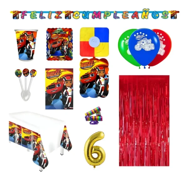 Kit Infantil Decoración Fiesta - Blaze Monster Machines X36