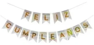 Banderín Festón Feliz Cumpleaños Plateado