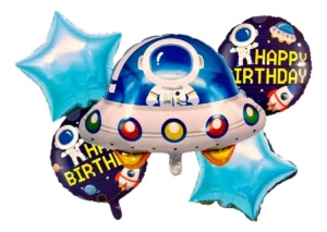 D_NQ_NP_2X_742163-MLA100083768863_122025-F Set X5 Globos Metalizado Astronauta Espacial Fiesta Bouquet