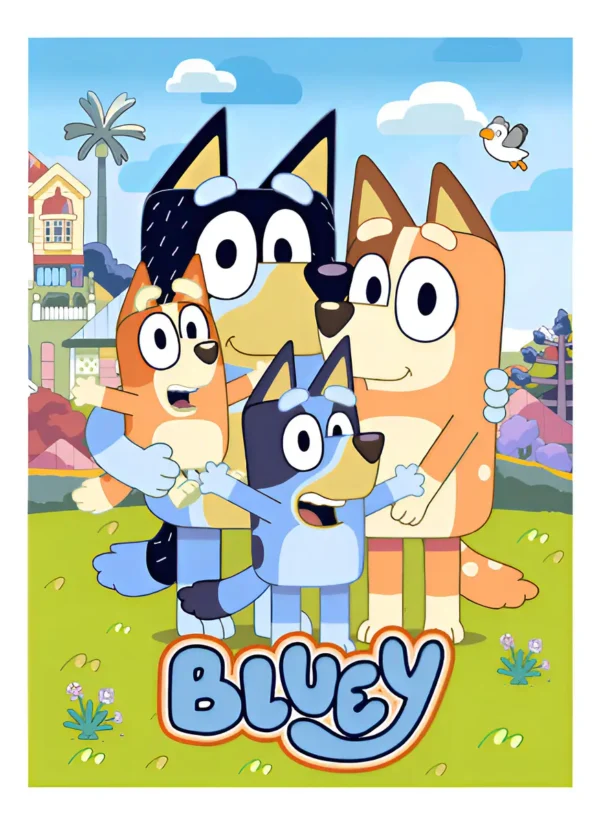 Fondo Decorativo de Plástico Temática Bluey y Bingo para Fiestas