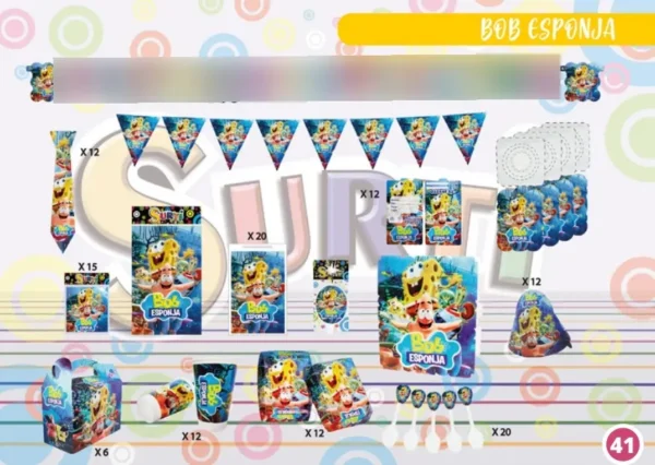 Kit Decoración Infantil Bob Esponja 36 niños Leer Descripción