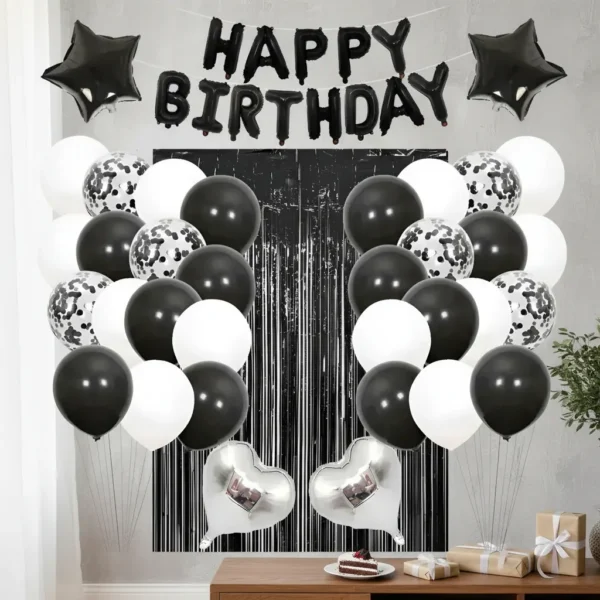 Kit De Decoración Globos Negros Para Fiesta De Cumpleaños