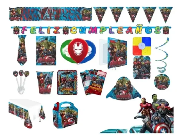 Kit Decoración Avengers Piñata Fiesta Infantil Globos