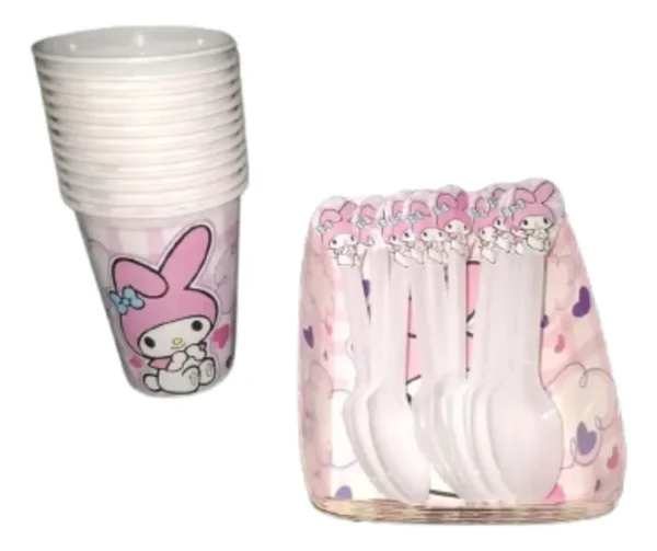 Kit 24 Invitados My Melody Vasos+platos+cubierto Fiesta Decoración