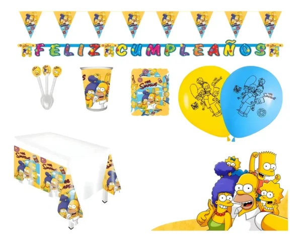 D_NQ_NP_2X_761220-MCO106013742861_012026-F Kit Infantil Decoración Fiesta - Los Simpsons X12 Invitados