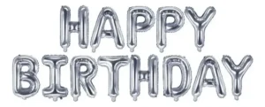 Globos Happy Birthday Feliz Cumpleaños Plata