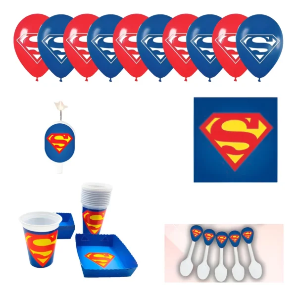 Kit De Decoración Temática Super Man + mantel Infantil