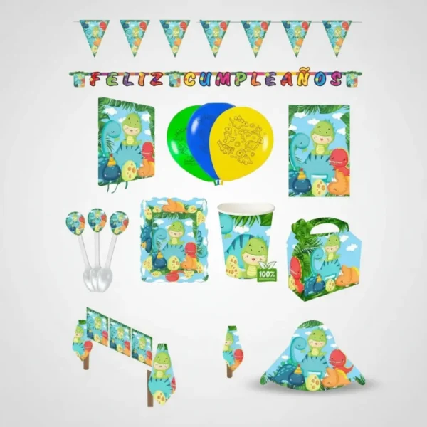 Kit Decoración Piñata Fiesta Infantil Dinosaurio Bebe Globos