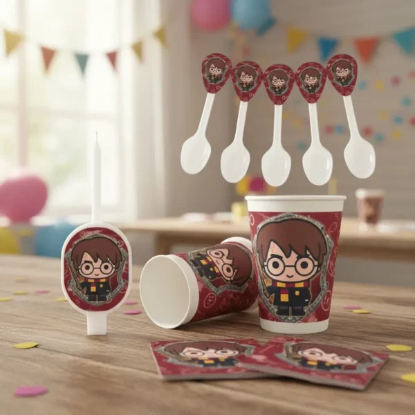 D_NQ_NP_2X_766954-MCO96426116237_102025-F Kit Globos Mantel Vasos Platos Vela Harry Vinotinto