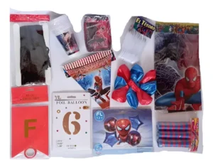 Kit Decoración Spiderman Globo 3d 65cm + vasos + numero + mantel x24inv