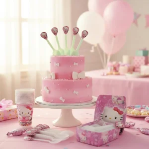 Kit Decoración Hello Kitty X24 Vasos + Platos + Cucharas